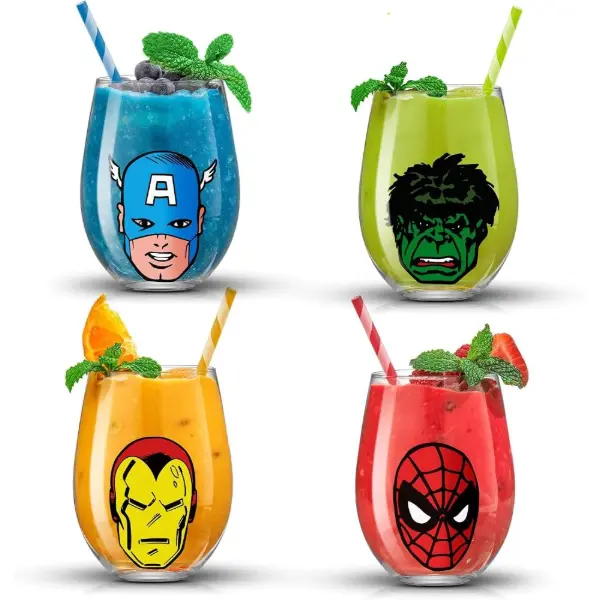 Set di quattro bicchieri JoyJolt Marvel Heroes da 540 ml