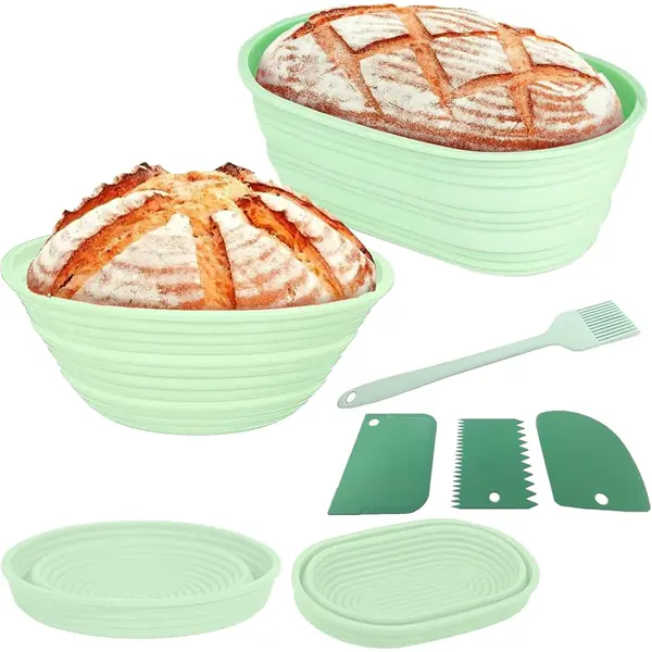 Kit 2 cestini di lievitazione pieghevoli in tessuto per pane a lievito madre