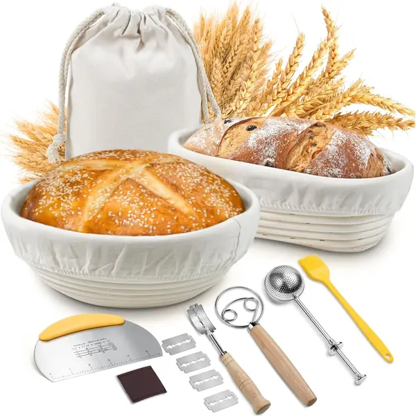 Sopito kit 2 cestini in rattan da 750 g con fodere e raschietto