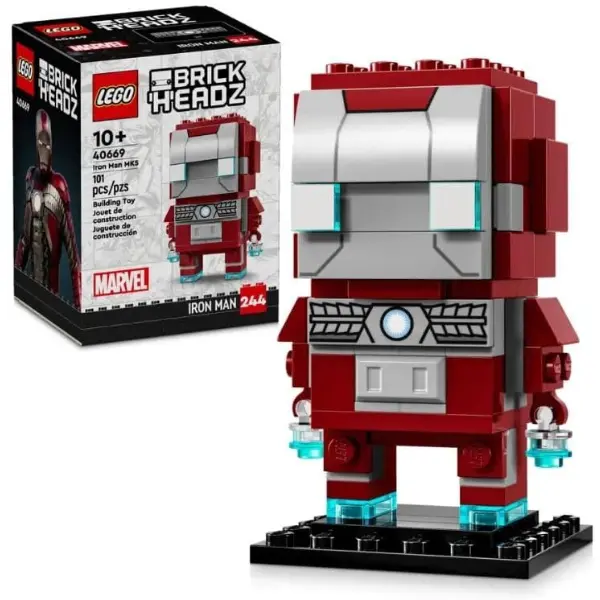 Set LEGO 40669 BrickHeadz di Iron Man MK5 in formato stilizzato da esporre