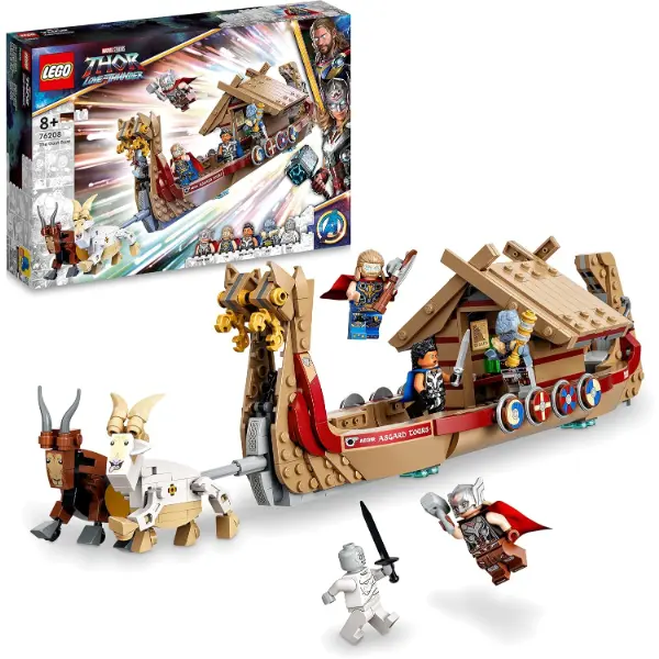 Set LEGO 76208 Marvel con la nave vichinga drakkar di Thor e cinque minifigure