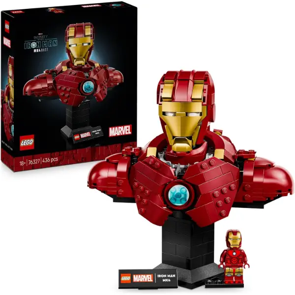 Set LEGO Marvel con il busto di Iron Man MK4 da esposizione