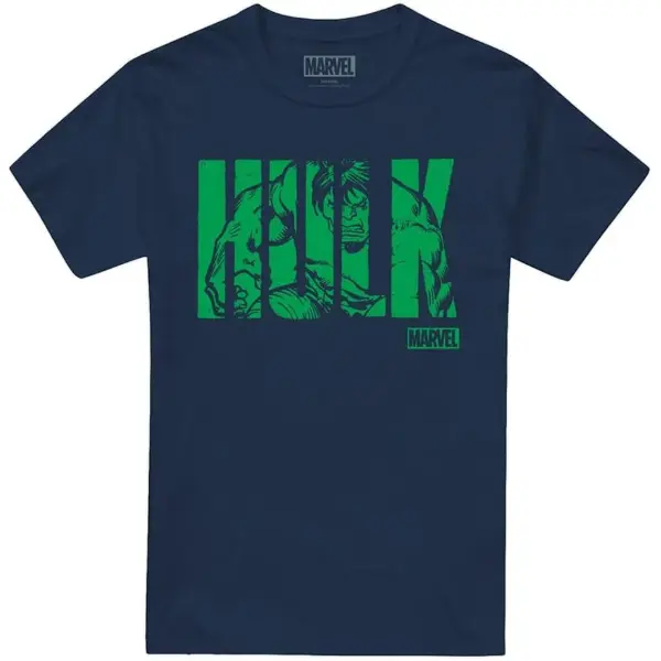 Maglietta unisex Marvel Hulk Text in blu navy