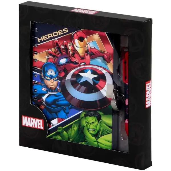 Set Marvel Avengers con diario A5 e penna a sei colori