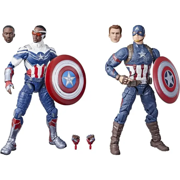 Confezione doppia Marvel Legends con Sam Wilson e Steve Rogers in versione Capitan America