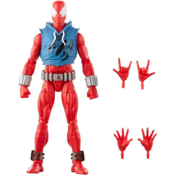 Action figure Marvel Legends di Scarlet Spider con felpa senza maniche da quindici centimetri