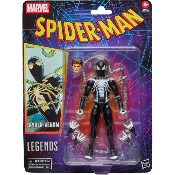 Action figure Marvel Legends di Spider-Venom in confezione vintage collezionabile