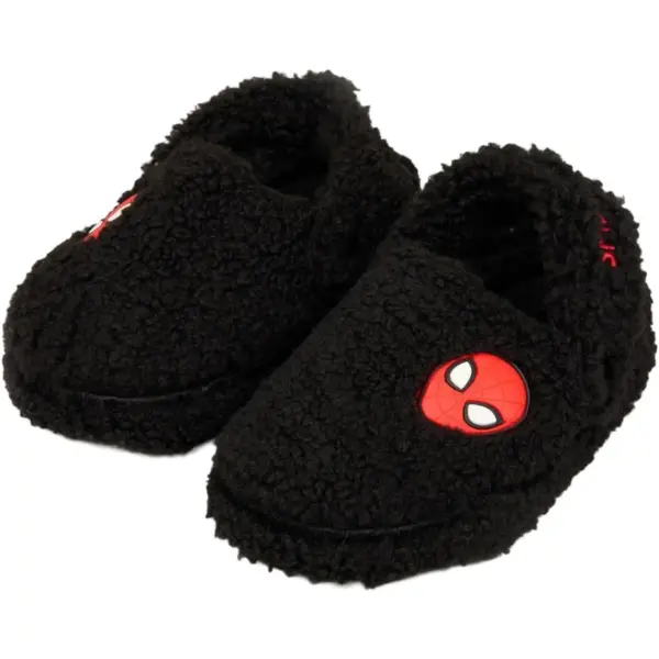 Pantofole Marvel di Spiderman in pile nero con fodera in morbido peluche