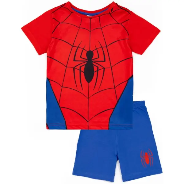 Set pigiama corto Marvel Spiderman blu e rosso con t-shirt e pantaloncini per ragazzi