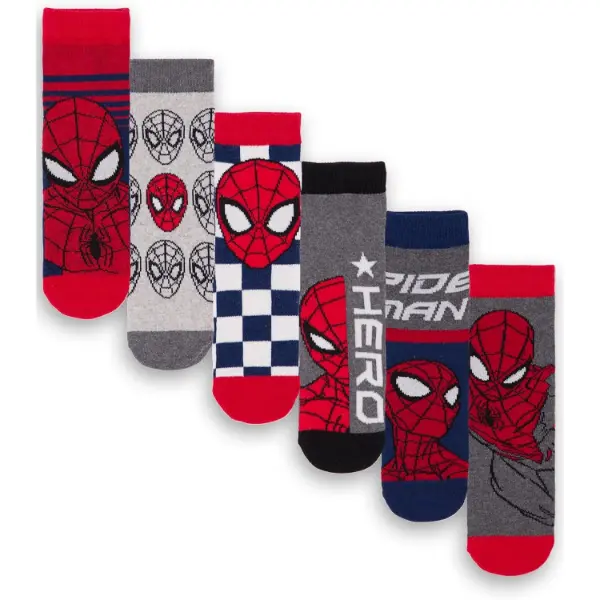 Confezione da sei paia di calzini Marvel Spiderman multicolore per bambini