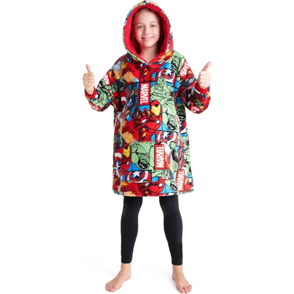 Coperta indossabile in pile con cappuccio di Spiderman per bambini