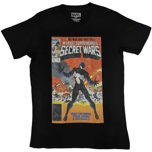 T-shirt nera ufficiale Marvel di Spiderman della saga Secret Wars