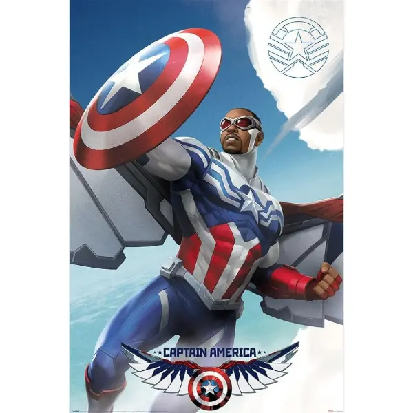 Maxi poster ufficiale Marvel con Capitan America in volo e lo scudo