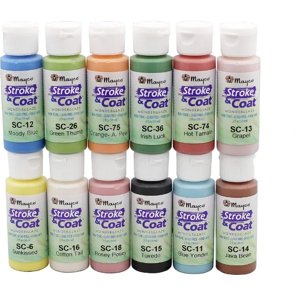 Set di 12 flaconi di smalto Mayco Stroke and Coat per ceramica