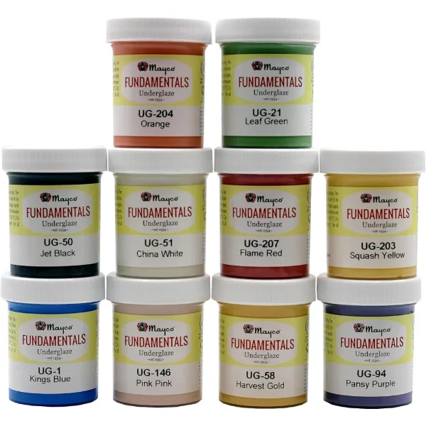 Set di 10 barattoli di sottosmalto Mayco Underglaze in colori assortiti