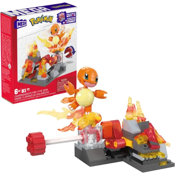 Set di costruzioni MEGA Pokemon Charmander con meccanismo di fiamma rotante