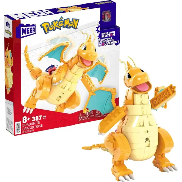 Set di costruzioni MEGA Pokemon Dragonite arancione da trecentottantotto pezzi