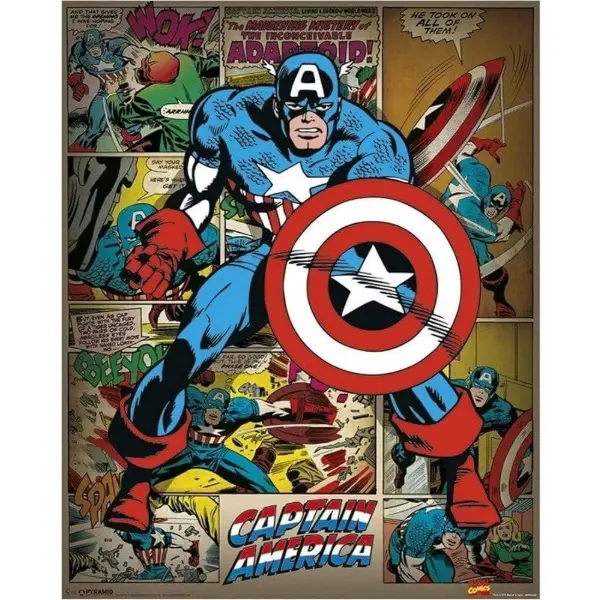 Mini poster di Capitan America in stile retrò da 40 x 50 cm