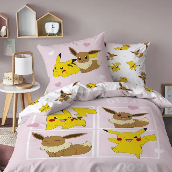 Parure da letto Pokemon in cotone con copripiumino centoquaranta per duecento e federa