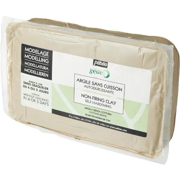 Panetto di argilla bianca senza cottura Pébéo Gédéo da 1,5 kg per modellazione e ceramica