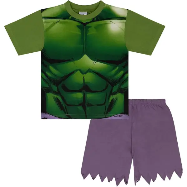 Pigiama Marvel Hulk in cotone a maniche corte, verde