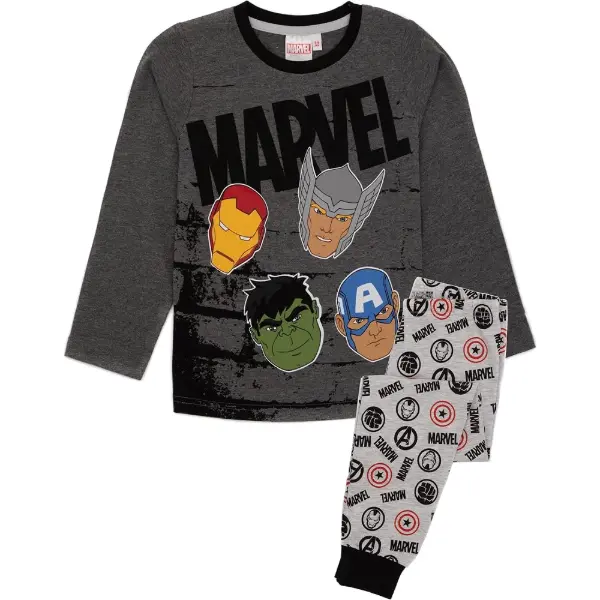Pigiama grigio a maniche lunghe con gli Avengers e Hulk