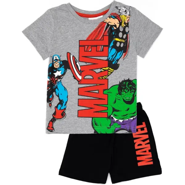 Pigiama da ragazzo grigio e nero con Thor, Iron Man, Hulk e Capitan America