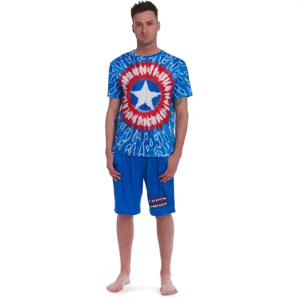Pigiama estivo da uomo tie-dye con Capitan America e gli Avengers