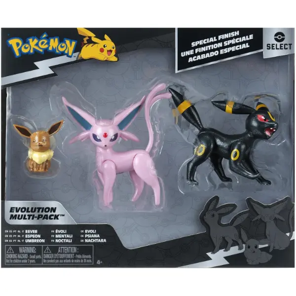 Confezione Pokemon Select con le figure di Eevee Umbreon ed Espeon