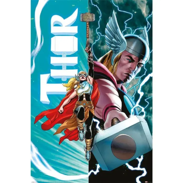 Maxi poster Pyramid con Thor contro Mighty Thor dei fumetti Marvel