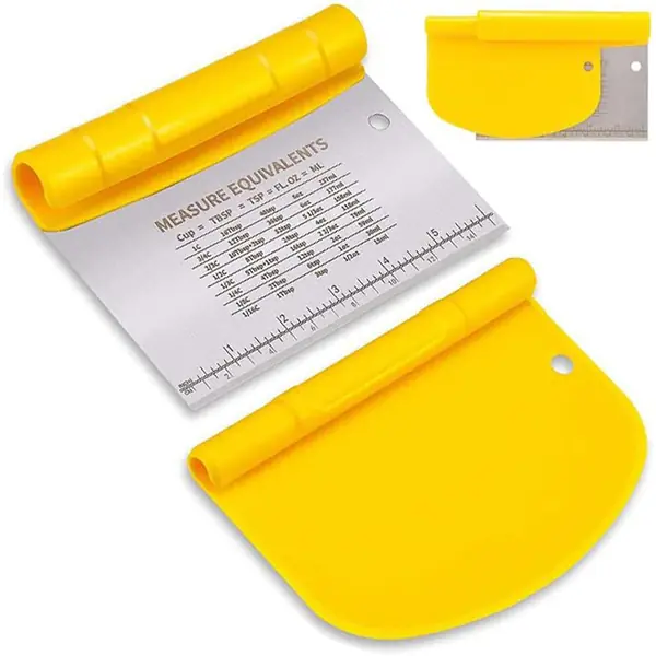 Raschietto 2 in 1 doppia faccia acciaio e plastica per impasti