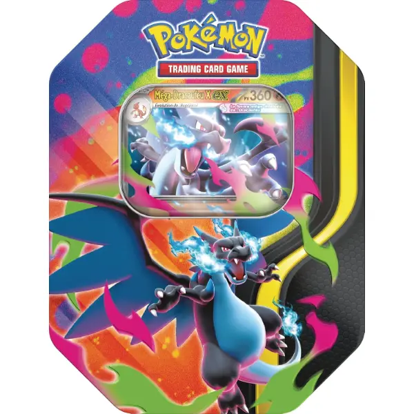 Scatola Pokemon Mega Charizard X ex con quattro buste e carta promo lucidante