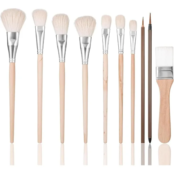 Set di 20 pennelli in setole morbide per pittura su ceramica