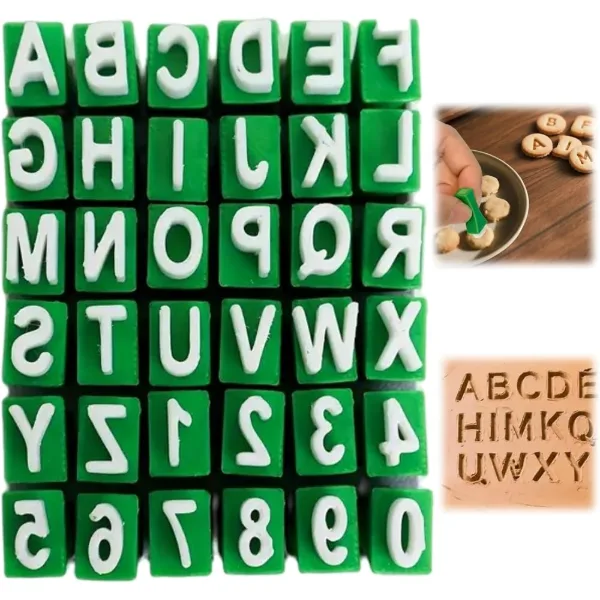Set di 36 timbri con lettere per marcare argilla e ceramica