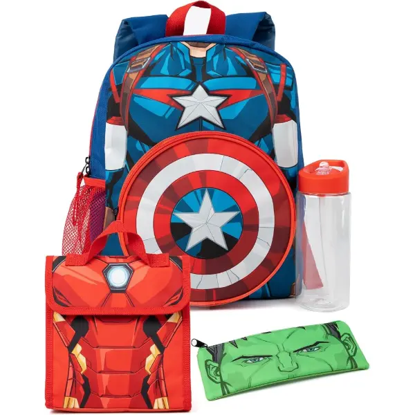 Set scuola in quattro pezzi con zaino di Capitan America e accessori coordinati