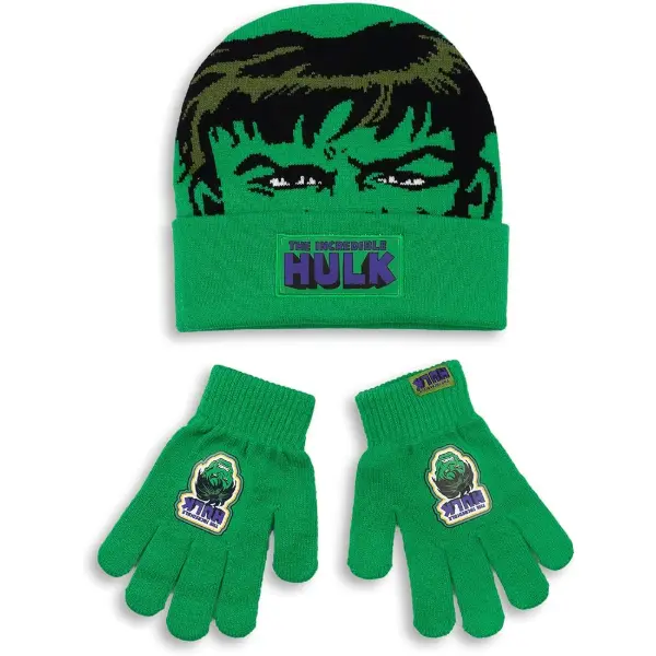Set con berretto verde e guanti invernali di Hulk per bambini