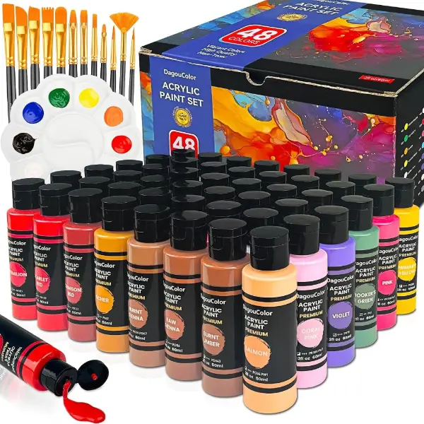 Set di pittura acrilica da 61 pezzi con 48 colori da 60 ml