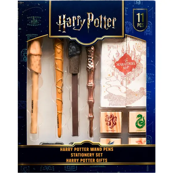 Set regalo Harry Potter con penna a bacchetta mappa del malandrino e timbri di Hogwarts