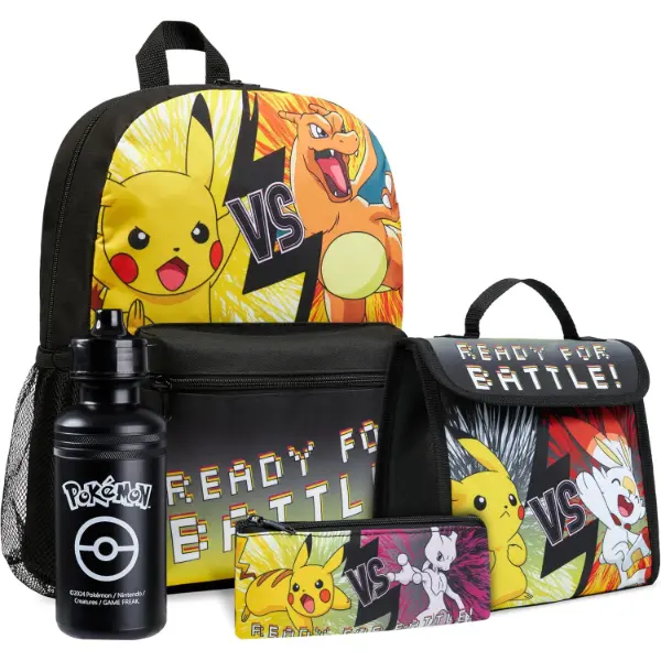 Set scolastico Pokemon da quattro pezzi con zaino borraccia astuccio e porta pranzo
