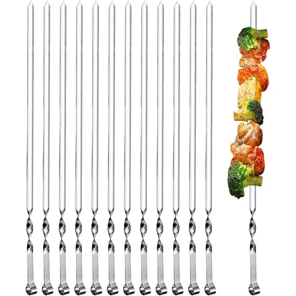 Set di spiedini piatti in acciaio inox riutilizzabili