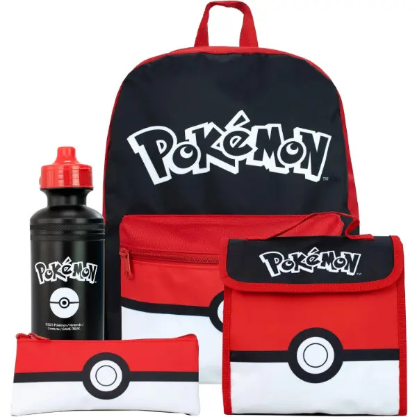 Set zaino scolastico Pokemon quattro pezzi con astuccio e bottiglia
