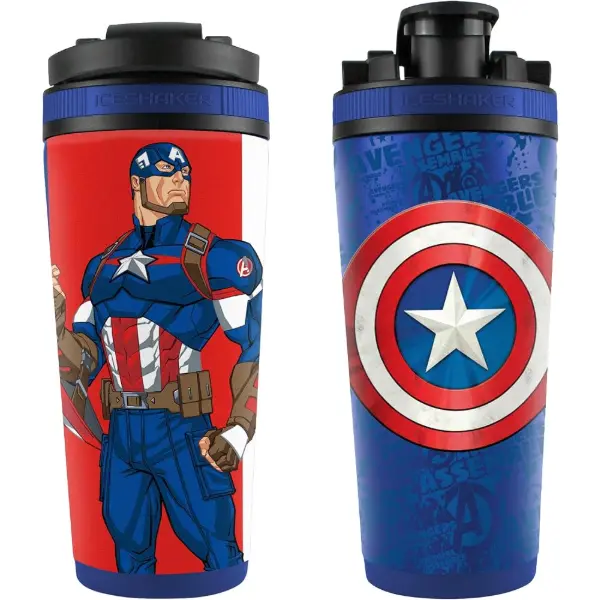 Shaker per ghiaccio in acciaio inox con rilievo 4D dello scudo di Capitan America
