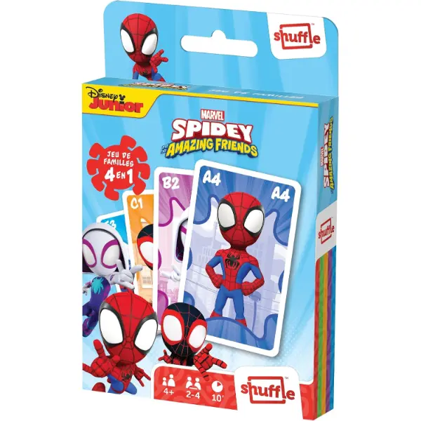 Confezione di carte Shuffle con Spidey e i suoi amici straordinari quattro giochi in uno