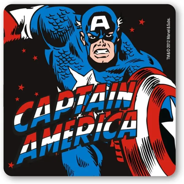 Sottobicchiere in sughero Logoshirt con il design classico di Capitan America