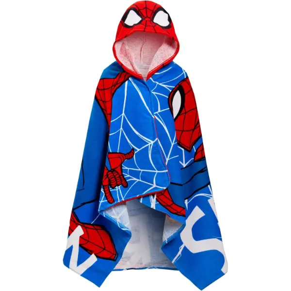 Asciugamano poncho con cappuccio di Spider-Man in cotone per bambini