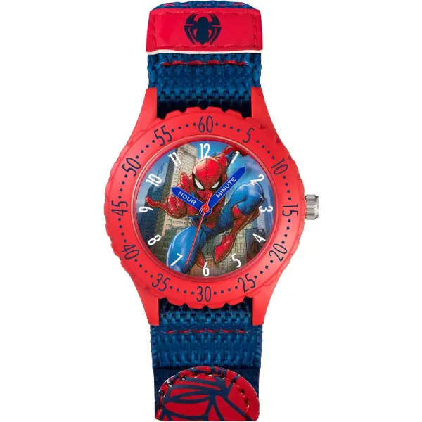 Orologio analogico al quarzo di Spiderman per bambini con cinturino in tessuto
