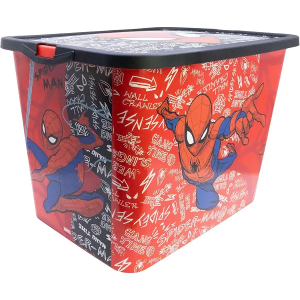 Scatola portaoggetti Stor di Spiderman da ventitre litri con chiusura a scatto