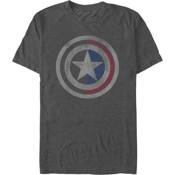 T-shirt da uomo con lo scudo di Capitan America in stampa effetto consumato