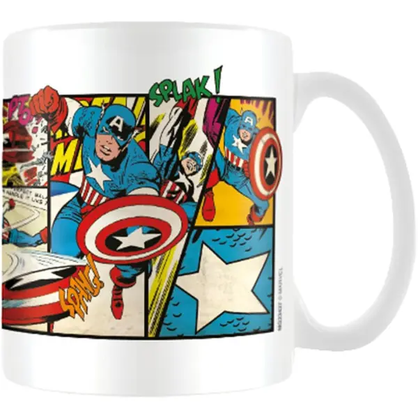 Tazza in ceramica con strisce a fumetti retrò di Capitan America