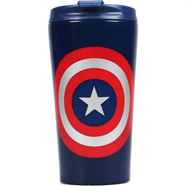 Tazza da viaggio in metallo con lo scudo di Capitan America